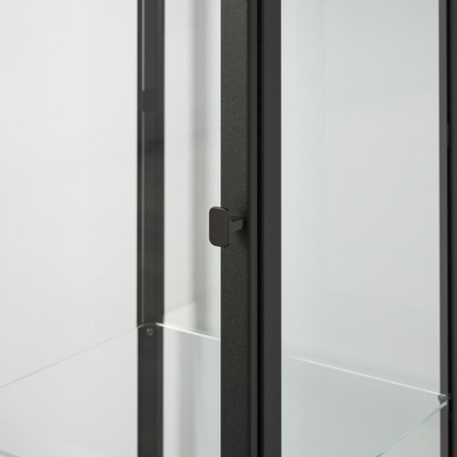 BLÅLIDEN Glass-door cabinet, black, 35x32x151 cm