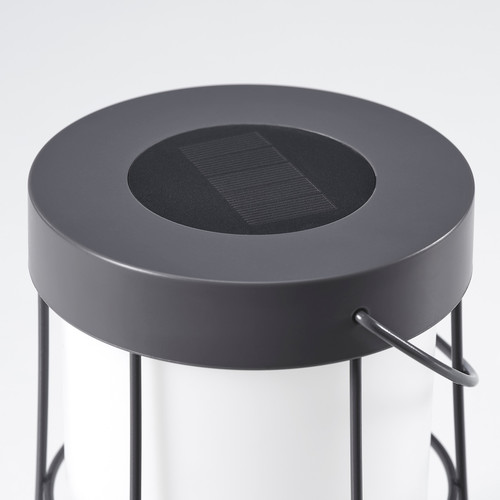 SOLVINDEN Table lamp, solar-powered/grey, 18 cm