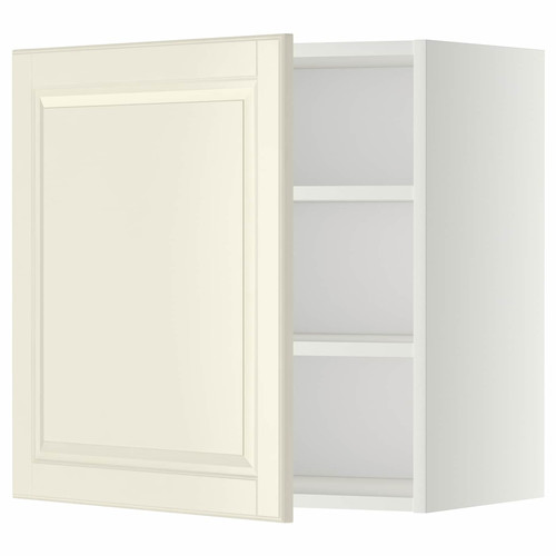 METOD Wall cabinet with shelves, white/Bodbyn off-white, 60x60 cm