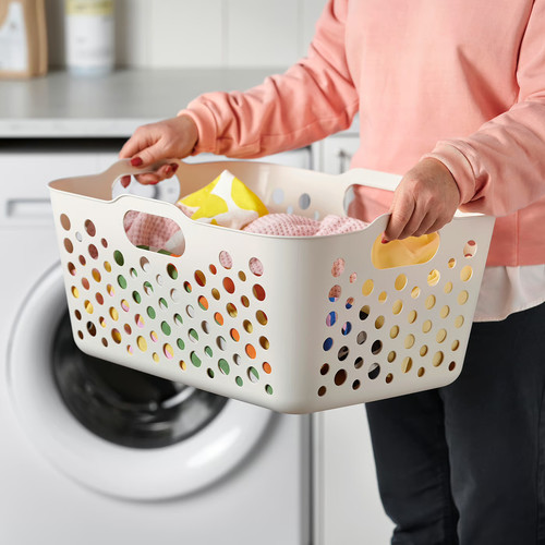SLIBB Laundry basket, white, 38 l