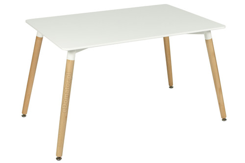 Modern Dining Table 120x80, white/wooden legs