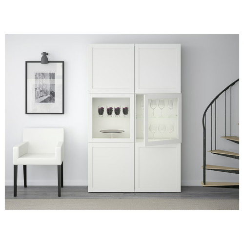 BESTÅ Storage combination w glass doors, Hanviken/Sindvik white, clear glass, 120x40x192 cm