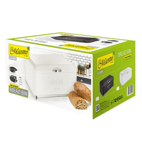 Feel Maestro Modern Stainless Steel Roll-Top Bread Bin MR-1677-AR-W