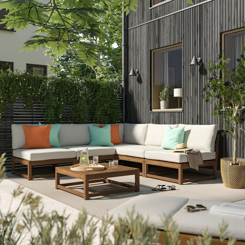 NÄMMARÖ Seat sec for modular sofa, outdoor, light brown stained, 81x81 cm