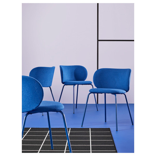 EKEDALEN / KRYLBO Table and 2 chairs, white/Tonerud blue, 80/120 cm