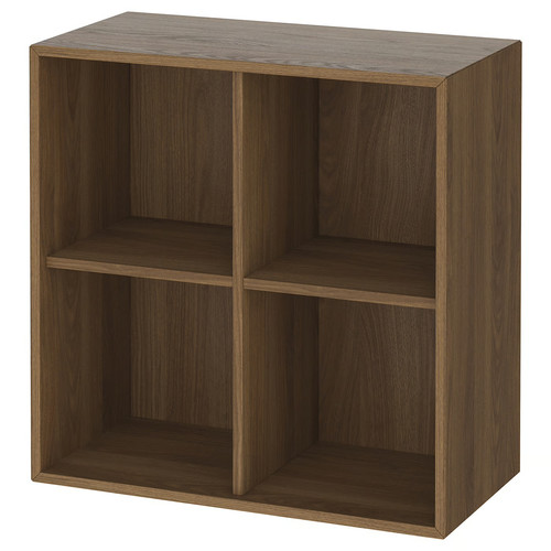 EKET Wall-mounted shelving unit w 4 comp, walnut effect, 70x35x70 cm