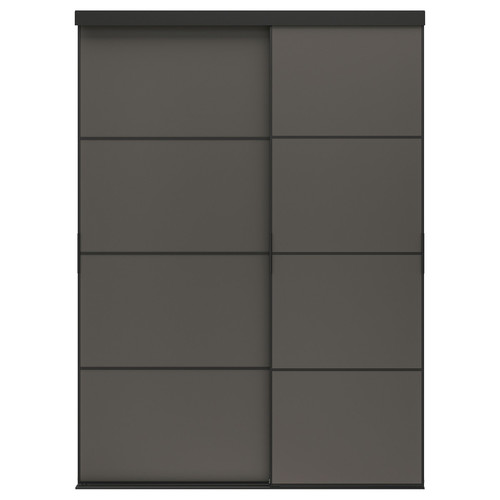SKYTTA / MEHAMN Sliding door combination, black/double sided dark grey, 177x240 cm