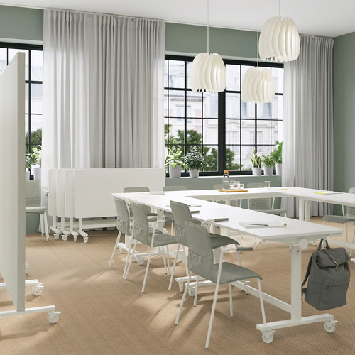 MITTZON Foldable table with castors, white, 140x70 cm