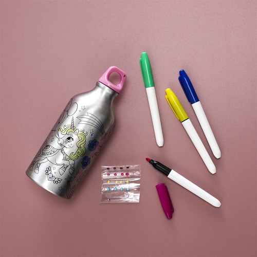 Metal Water Bottle with Markers for Children