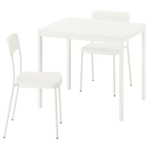 VIHALS / VIHALS Table and 2 chairs, white/white, 84/120x74 cm
