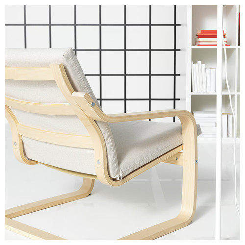 POÄNG Low-back armchair, natural colour/beige/Katorp natural colour/beige