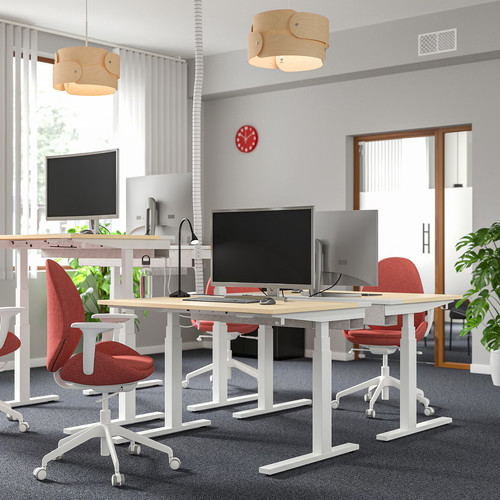 MITTZON Desk sit/stand, electric birch veneer/white, 120x80 cm