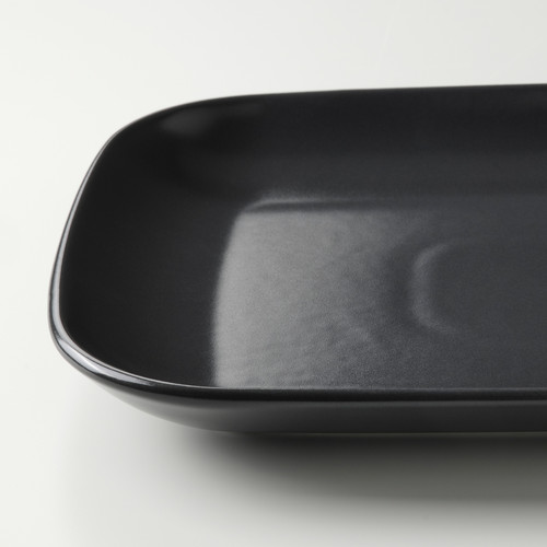 FÄRGKLAR Plate, matt dark grey, 30x18 cm, 4 pack