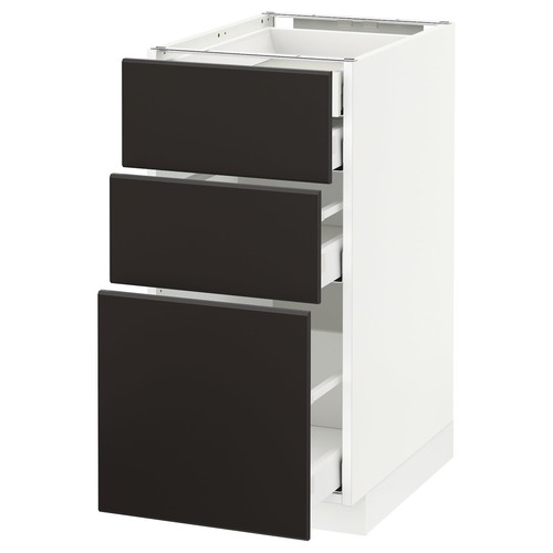 METOD / MAXIMERA Base cb 3 frnts/2 low/1 md/1 hi drw, white/Kungsbacka anthracite, 40x60 cm