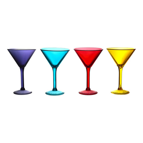 Plastic Cocktail Glass 240ml, blue