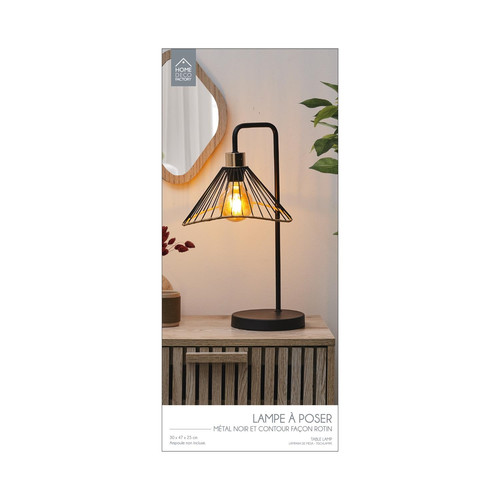 Table Lamp Anel, black/rattan