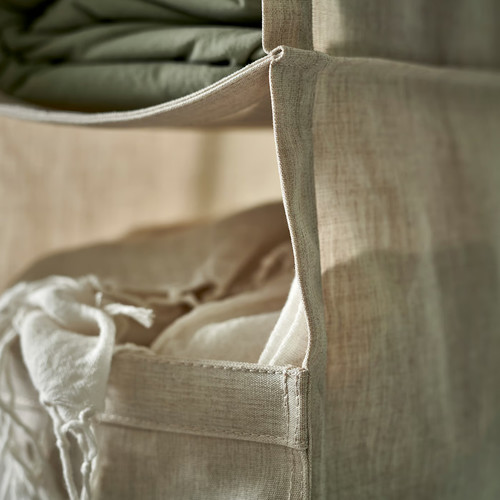 PURRPINGLA Hanging storage w 6 compartments, textile/beige, 22x34x80 cm