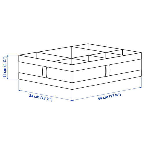 SKUBB Box with compartments, white, 44x34x11 cm