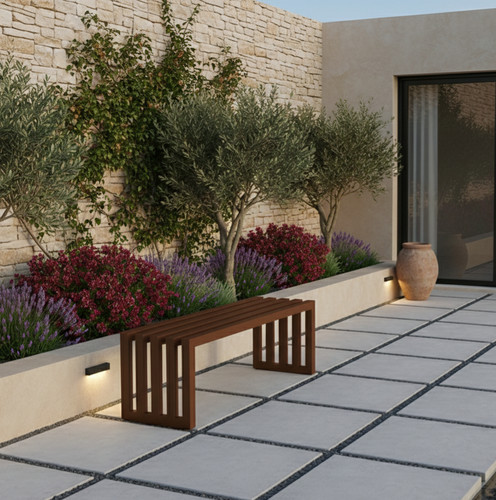 Architectural Modern Garden Bench 120cm, brown
