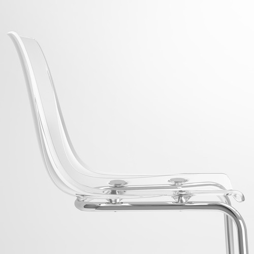 STRANDTORP / TOBIAS Table and 4 chairs, white, transparent, 150/205/260x95 cm