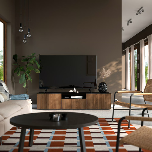 BESTÅ TV bench, black-brown/Lappviken walnut effect, 180x42x39 cm