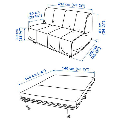LYCKSELE MURBO 2-seat sofa-bed, Vansbro yellow