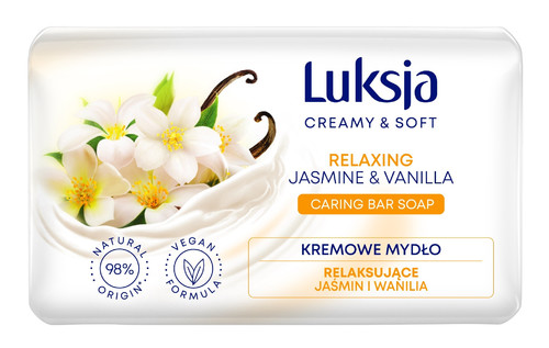 Luksja Creamy & Soft Caring Bar Soap Relaxing Jasmine & Vanilla Vegan 98% Natural 90g