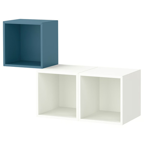 EKET Wall-mounted cabinet combination, dark grey-blue/white, 105x35x70 cm