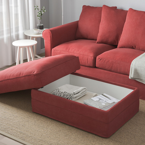 GRÖNLID Footstool with storage, Tallmyra light red