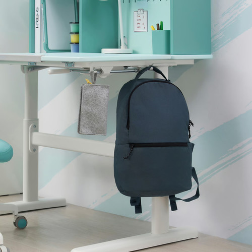 BERGLÄRKA Desk, turquoise/white tiltable, 100x70 cm