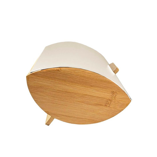 Feel Maestro Modern Stainless Steel & Bamboo Bread Bin MR-1775-IVORY