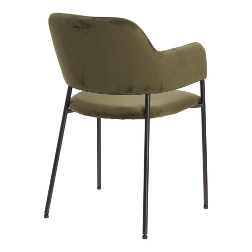 Dining Chair Lima, velvet, armrests, green