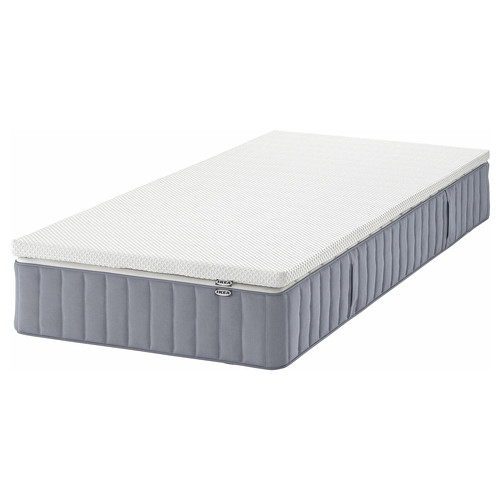 VALEVÅG Mattress and mattress pad, medium firm light blue/Nordberget white, 90x200 cm