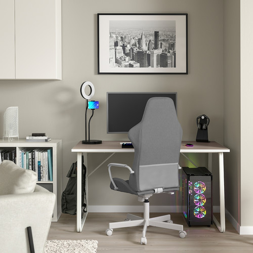 HUVUDSPELARE / UTESPELARE Gaming desk and chair, beige/grey
