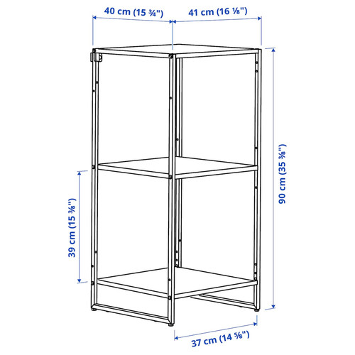 JOSTEIN Shelving unit, in/outdoor/metal white, 41x40x90 cm