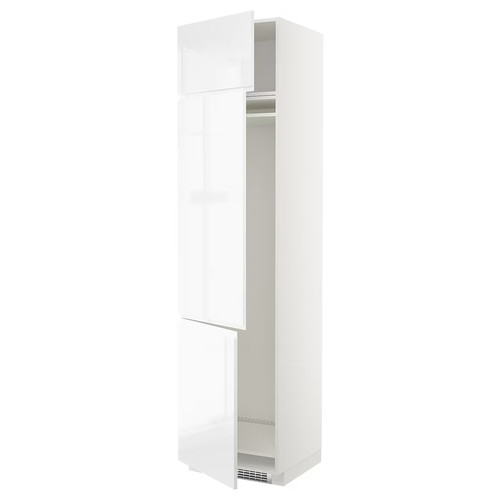 METOD High cab f fridge/freezer w 3 doors, white/Voxtorp high-gloss/white, 60x60x240 cm