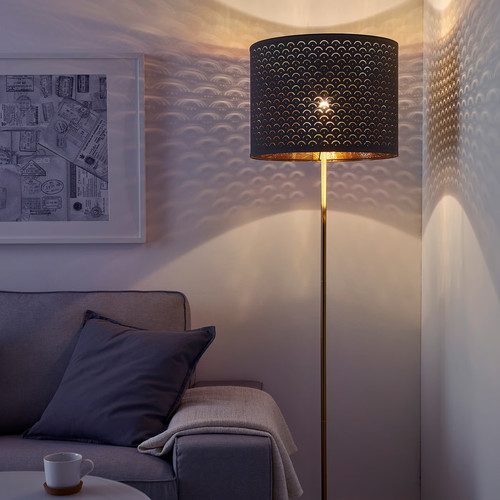 NYMÖ Lamp shade, black/brass colour, 44 cm