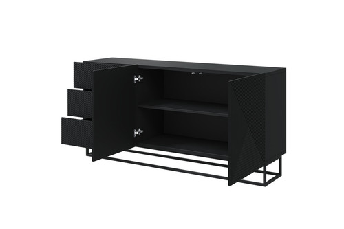 Cabinet with 3 Drawers & 2 Doors 167 cm Asha, metal legs, matt black