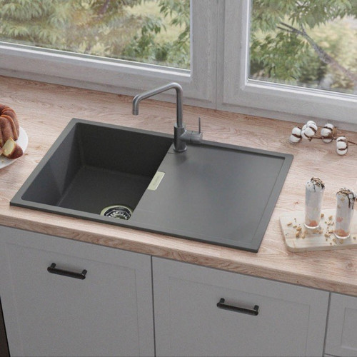 Sink 1-bowl with drainer, titanium