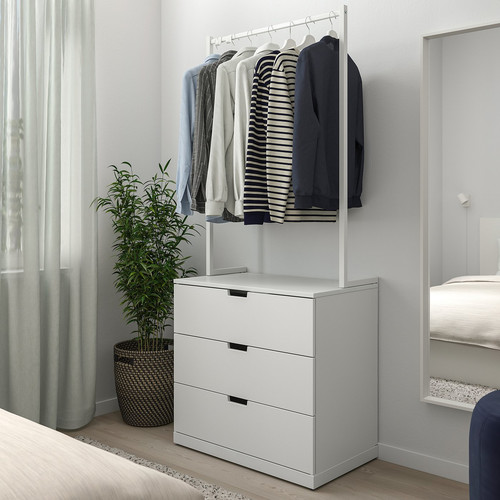 NORDLI Chest of 3 drawers, white, 80x192 cm