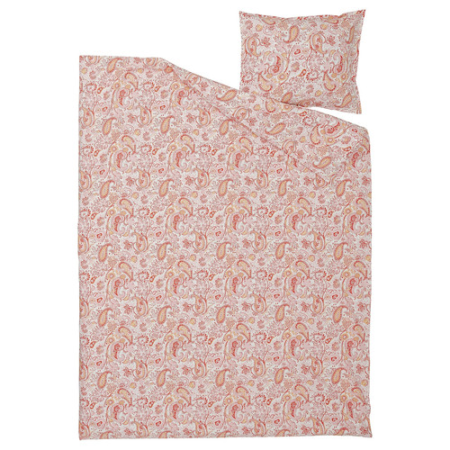 RODGERSIA Duvet cover and pillowcase, pink/white, 150x200/50x60 cm