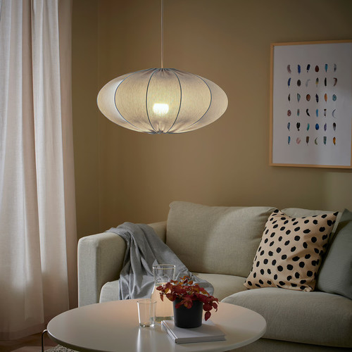 REGNSKUR / HAVSDJUP Pendant lamp, turquoise/white, 52 cm