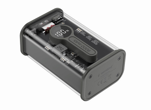Gembird Power Bank Powerbank Transparent 9000 mAh QC3.0, black