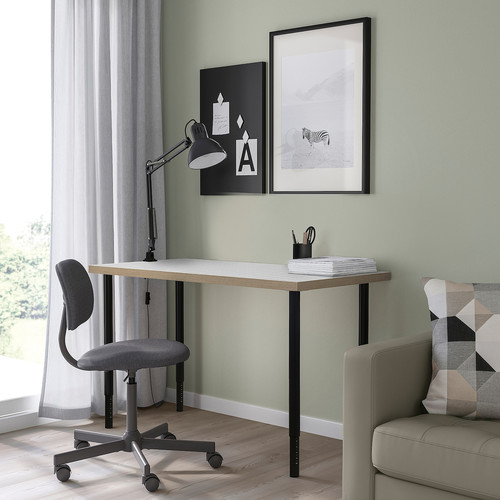 LAGKAPTEN / OLOV Desk, white anthracite/black, 120x60 cm