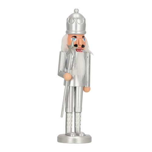 Nutcracker Christmas Decoration 28cm, silver, crown