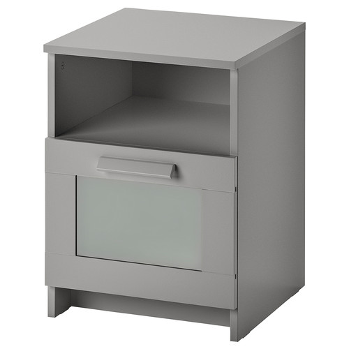 BRIMNES Bedside table, grey, 39x41 cm