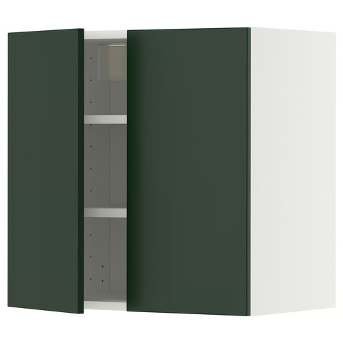METOD Wall cabinet with shelves/2 doors, white/Havstorp deep green, 60x60 cm