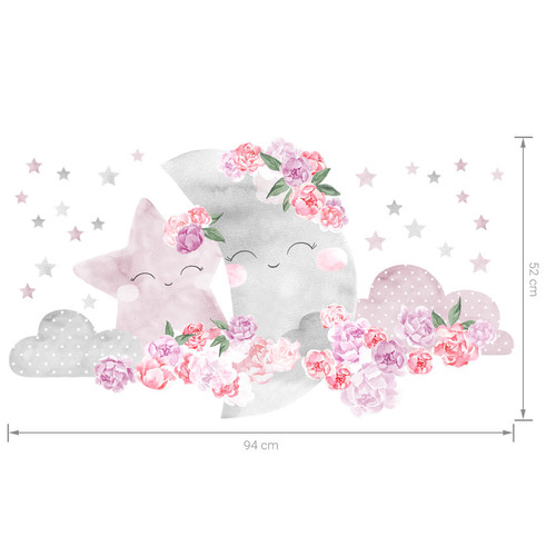 Wall Sticker Set 94x52cm - Moon Pink