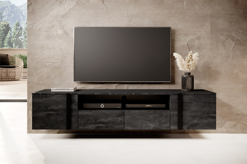 Wall-Mounted TV Cabinet Verica 200 cm, charcoal/black handles