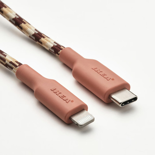 LILLHULT USB-C to lightning, pink/beige, 1.5 m